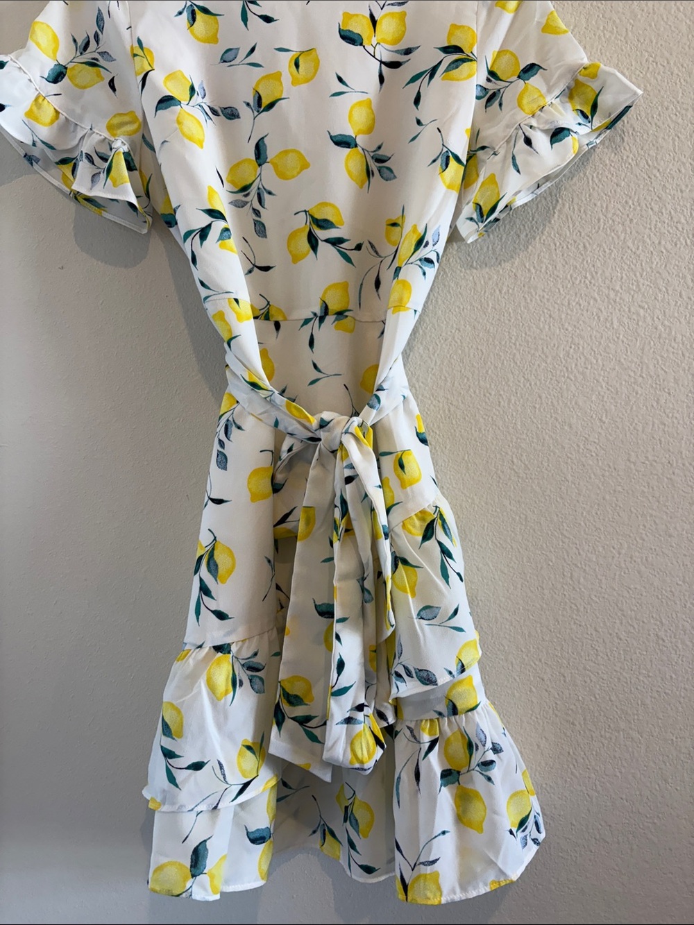 Banana Republic White Lemon-Print Dress with Tie-Waist 🍋🍋🍋 NWOT! - Picture 3 of 6